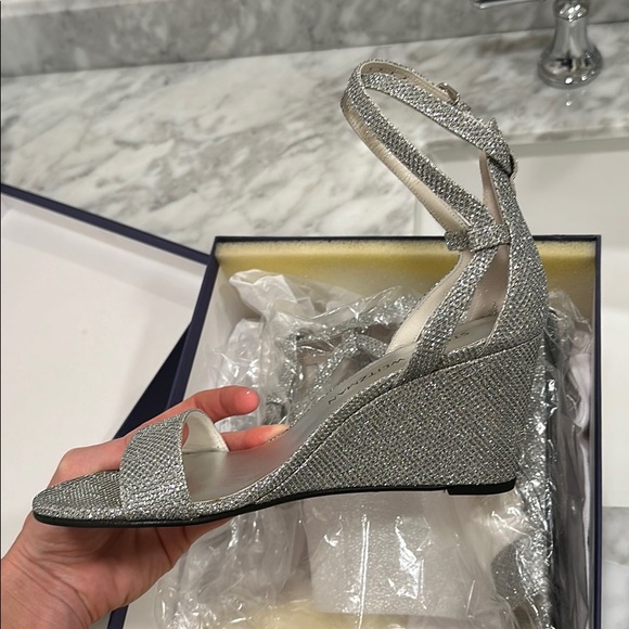 Stuart Weitzman silver wedge heel - Picture 2 of 2